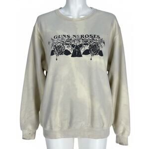 GUNS N ROSES Sweatshirt Womens Size M Yellow Tye Dye Pullover STAINS PILLING